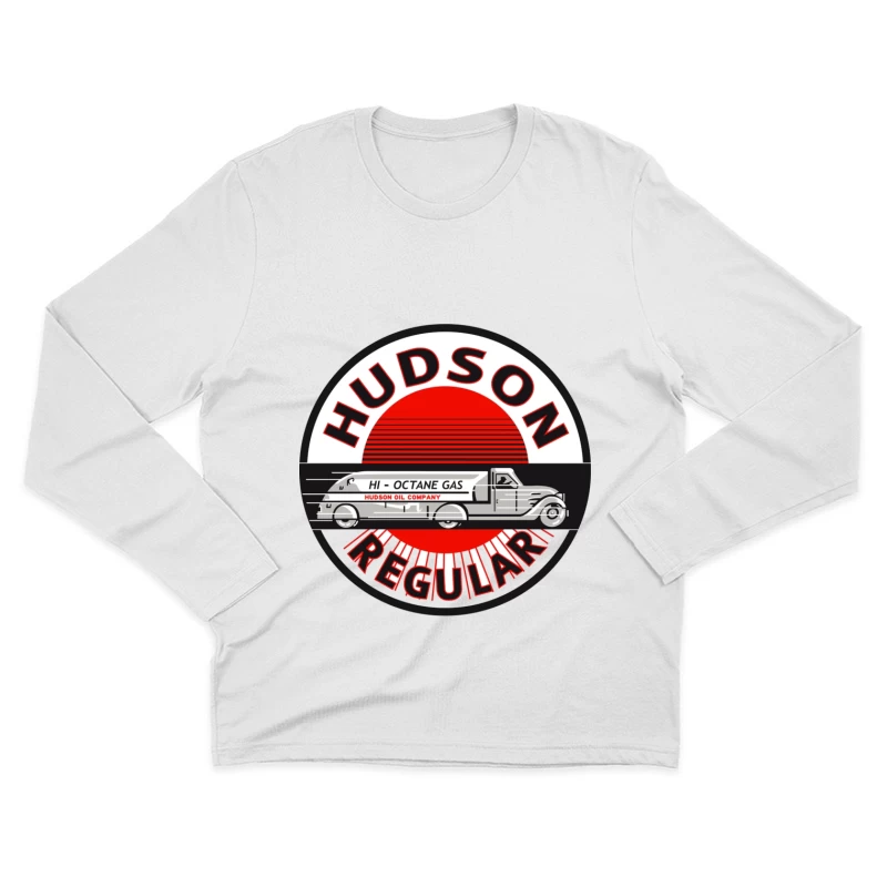 Vintage Hudson Regular Gas Station Logo with Art Deco Fuel Truck Design Male Long Sleeve T-Shirt