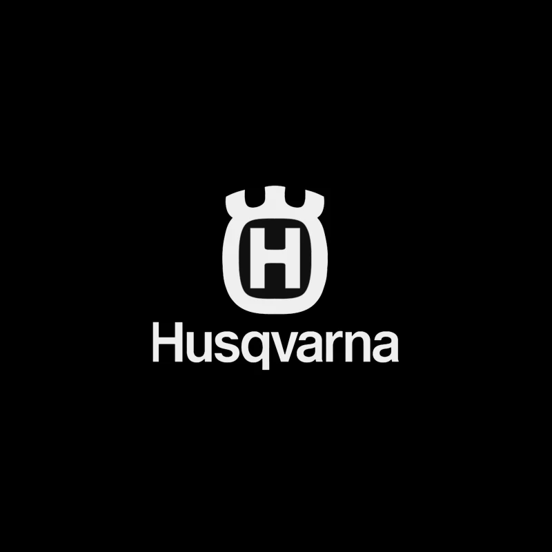 Husqvarna Brand Logo in Black and White Desk Mat