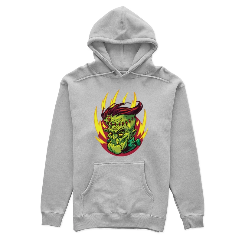 Colorful Cartoon Frankenstein Monster Illustration Female Pullover Hoodie