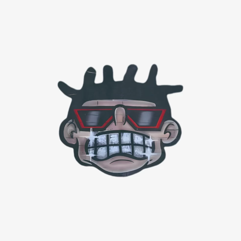 Visage de dessin animé stylisé avec lunettes de soleil Homme Manches Longues T-Shirt