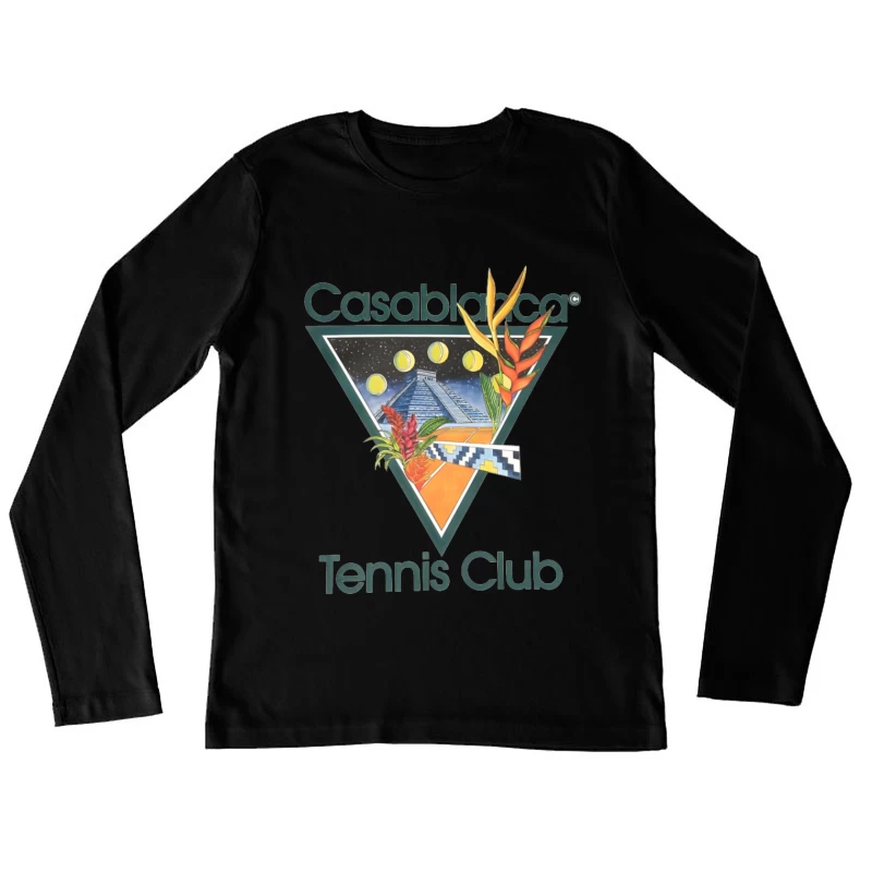 Casablanca Tennis Club Tropical Retro Logo with Mayan Motif Female Long Sleeve T-Shirt