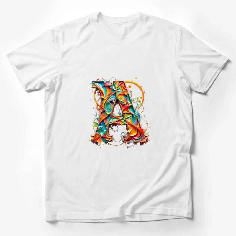 Vibrant Paper Quilled Letter A Typography Art Male T-Shirt