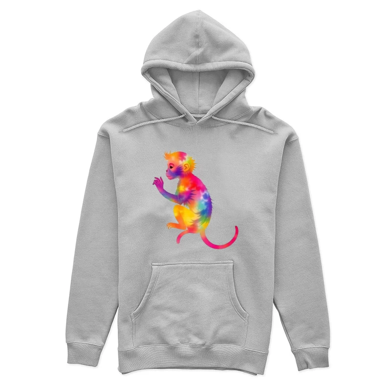 Rainbow Gradient Monkey Art Female Pullover Hoodie