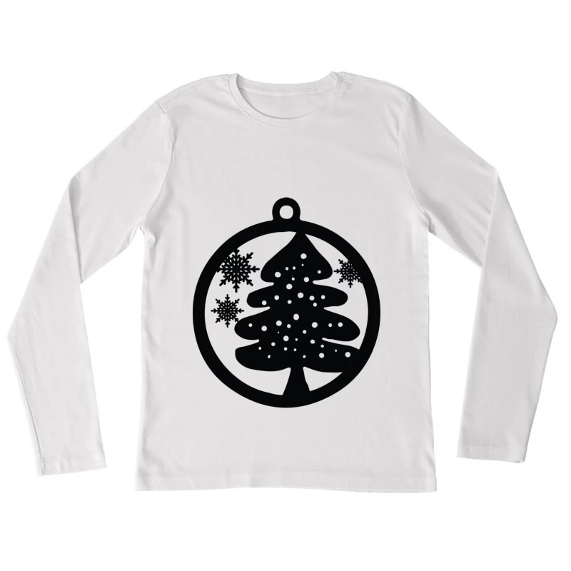 Décoration en bois de Noël avec arbre et flocons Femme Manches Longues T-Shirt