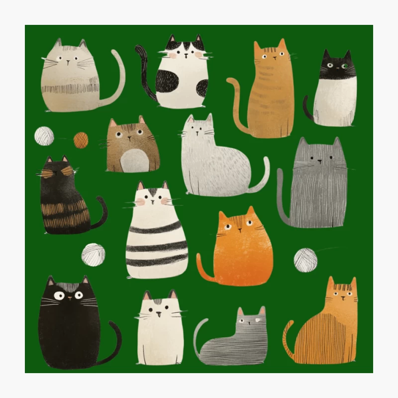 Charming Cartoon Cat Collection: Colorful Feline Illustrations Pin