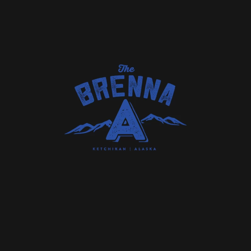 Vintage-Style Blue Logo for The Brenna in Ketchikan, Alaska Desk Mat