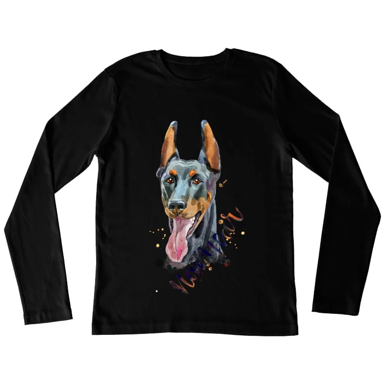 Portrait artistique d'un Doberman Femme Manches Longues T-Shirt
