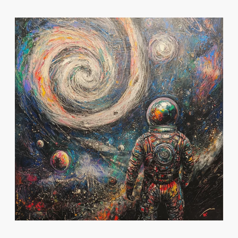 Cosmic Explorer: Astronaut's Surreal Journey Through a Colorful Galaxy Throw Pillow