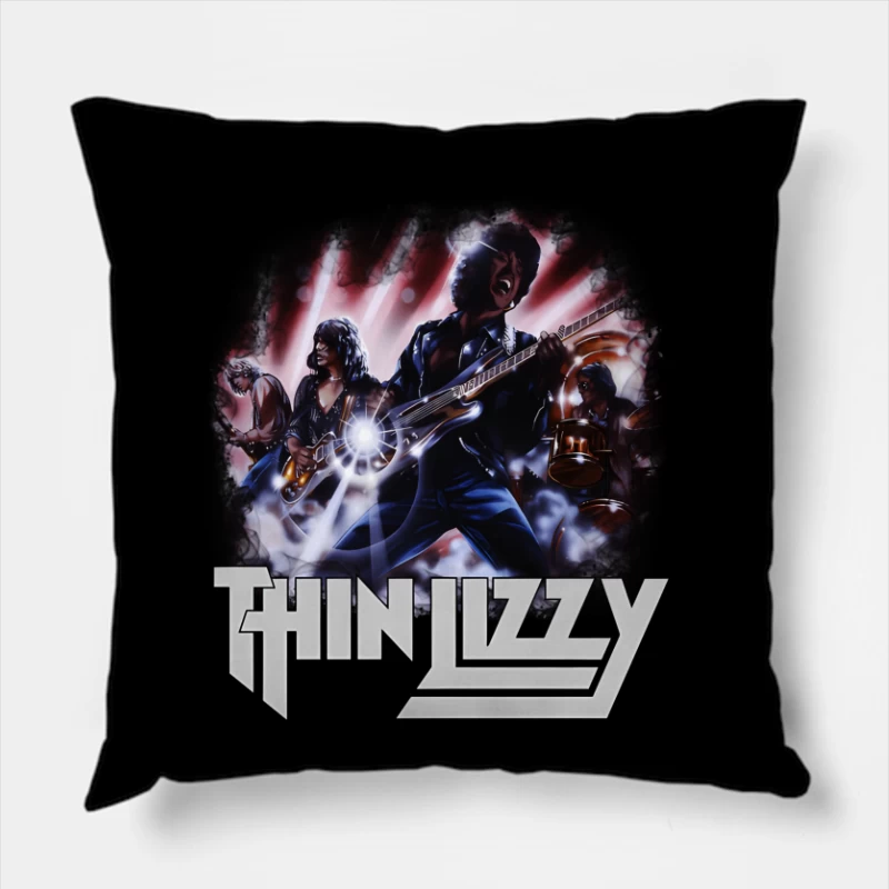 Dramatic Rock Band Performance Illustration Throw Pillow