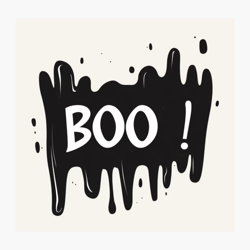Spooky Halloween Graphic: Dripping "BOO!" Text Design Throw Pillow