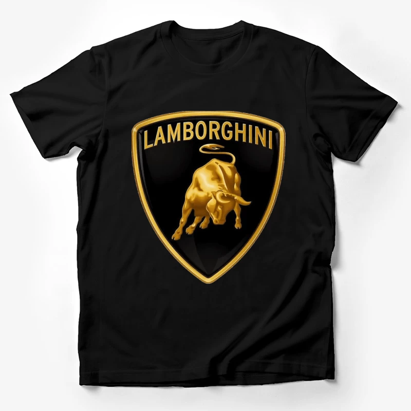 Lamborghini Luxury Automotive Brand Logo with Golden Bull Emblem Male T-Shirt