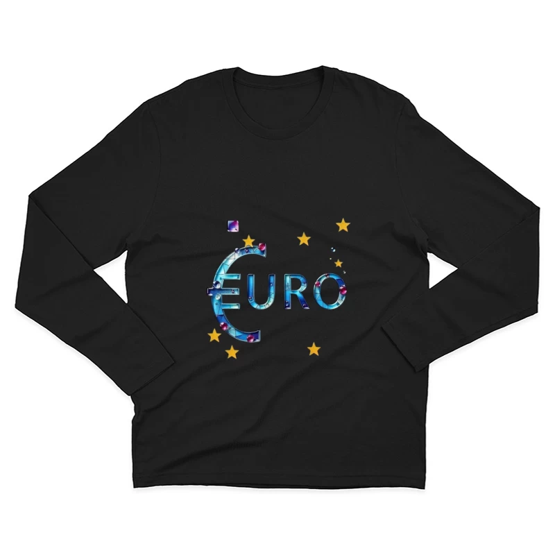 Decorative Crystal Euro Symbol with European Stars Male Long Sleeve T-Shirt