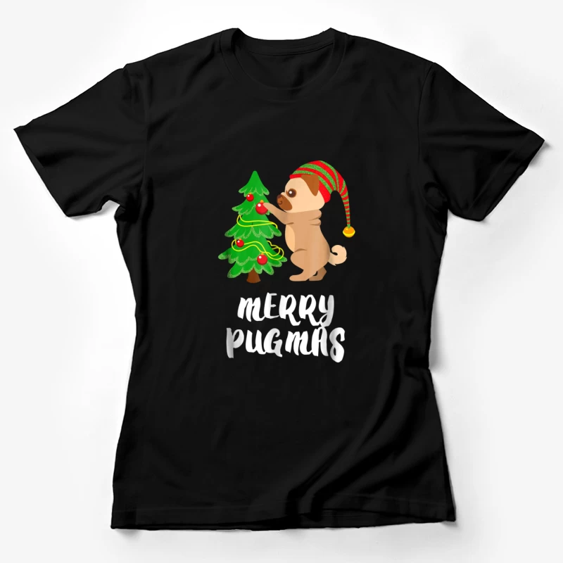 Joyeux Noël avec Carlin et Arbre de Noël Femme T-Shirt