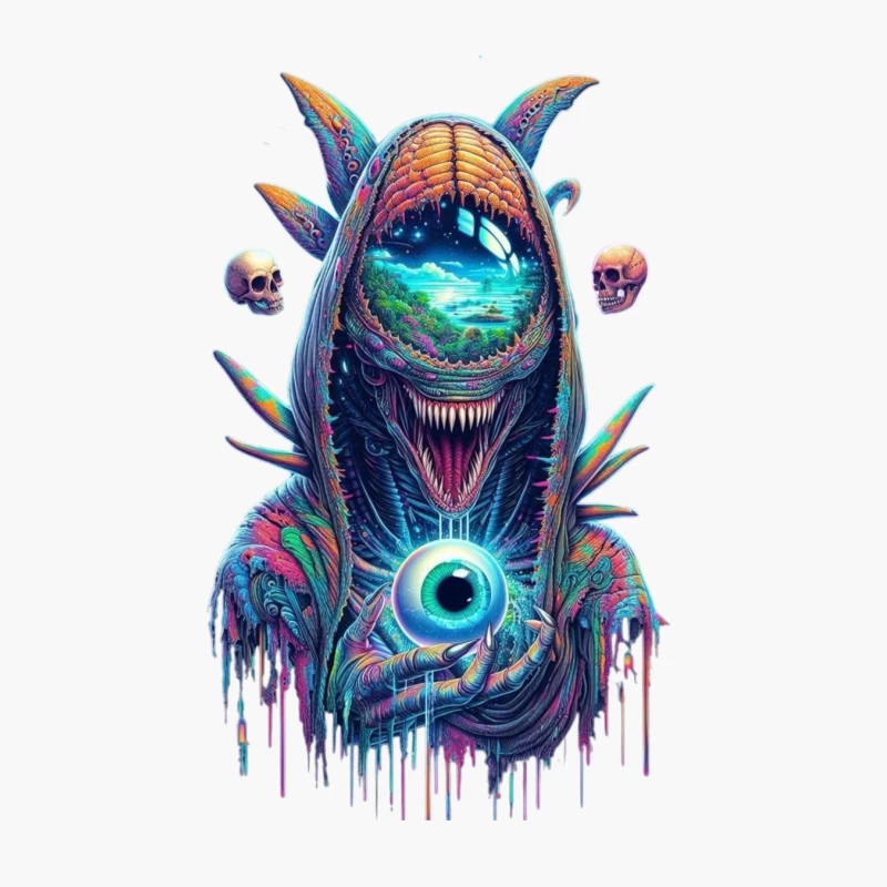 Surreal Cosmic Monster in Vibrant Colors Cotton Tote Bag