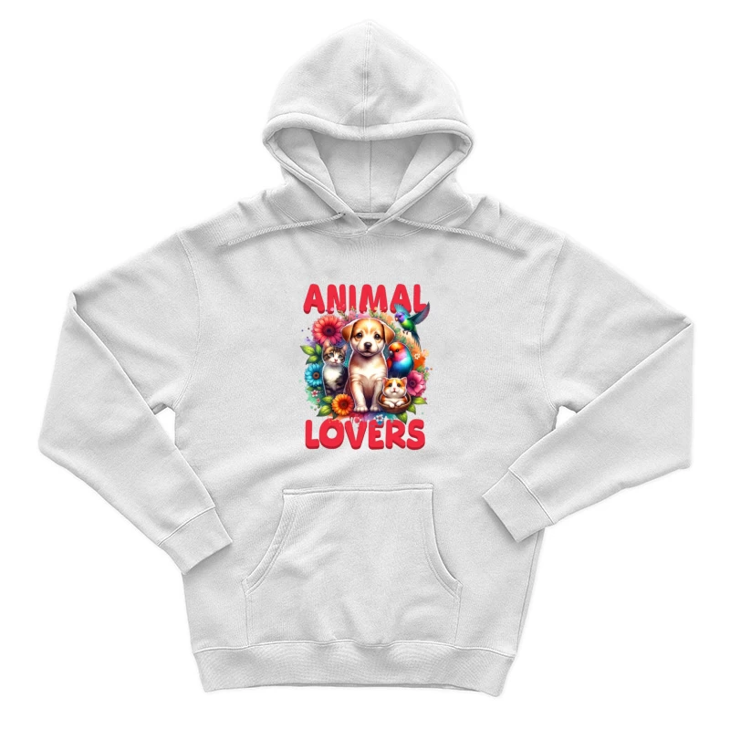 Amoureux des animaux avec chien, chat et fleurs Homme Sweat à capuche