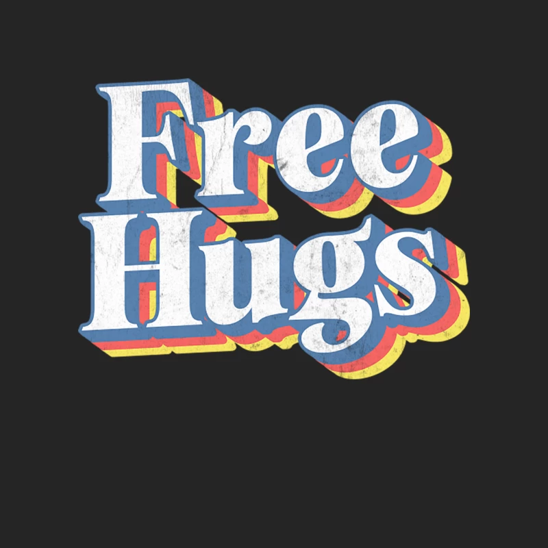 Free Hugs  Retro Typography Design Male Pullover Sweatshirt