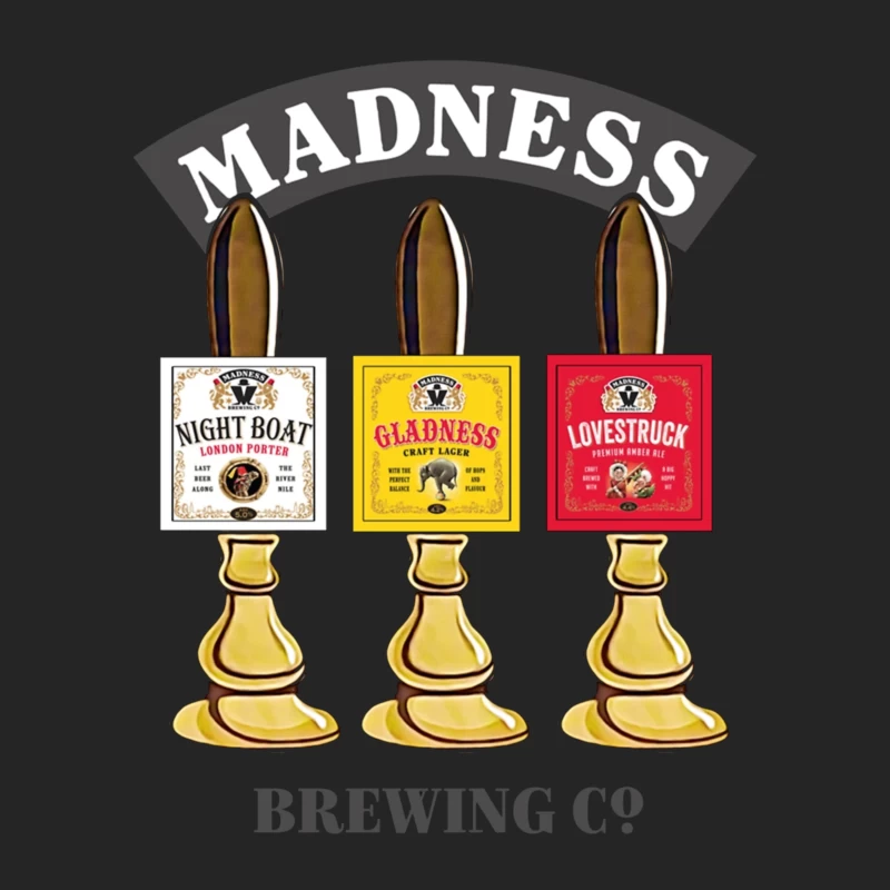 Madness Brewing Company Beer Tap Handles with Classic Labels Male Pullover Sweatshirt