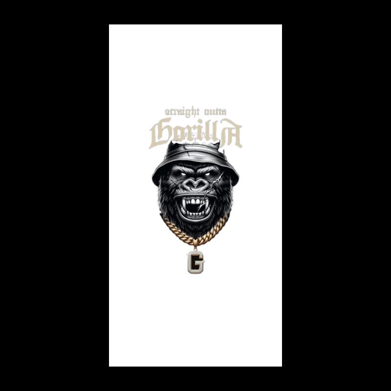 Aggressive Gorilla in Bucket Hat with Gold Chain Street Art Design iPhone Case