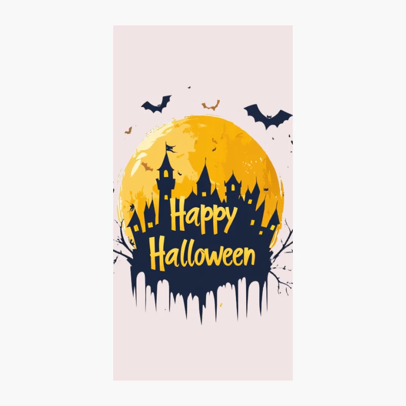 Spooky Halloween Night Greeting with Moonlit Castle Silhouette iPhone Case