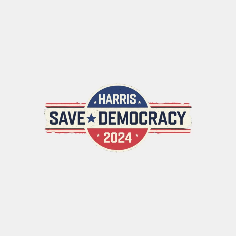 Harris 2024 Campaign Button: Save Democracy Slogan Male Tank Top