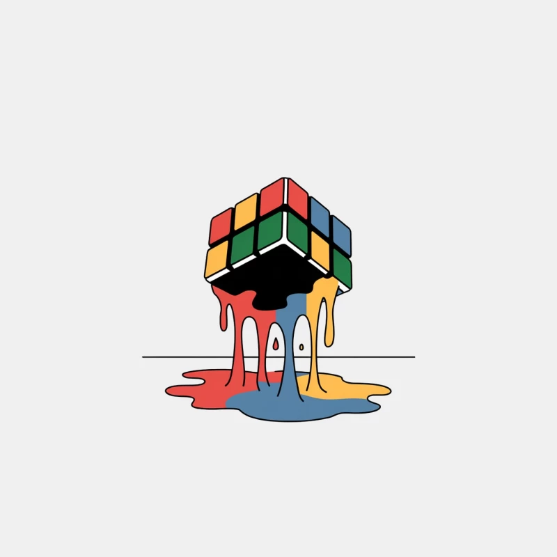 Melting Rubik's Cube: A Colorful Abstract Puzzle Male Tank Top