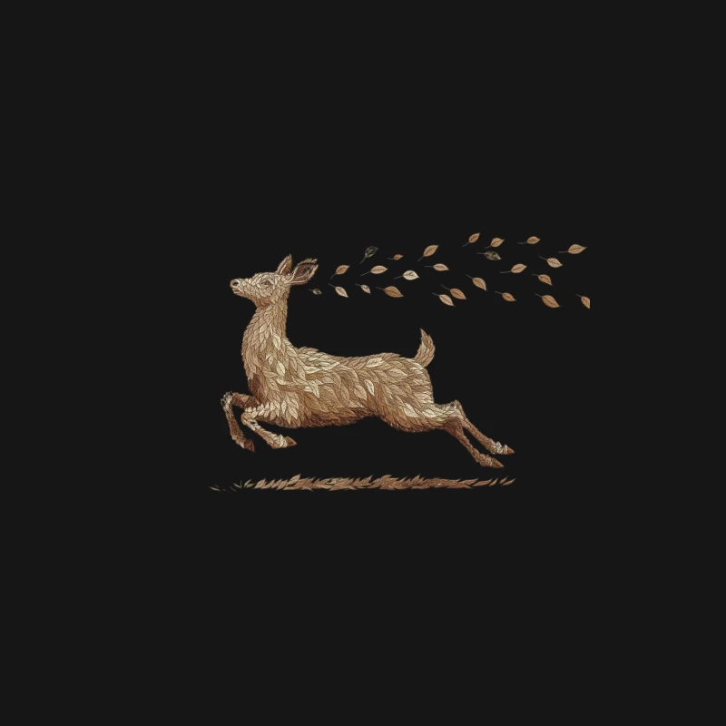 Autumnal Deer Illustration: Running Wildlife in Nature Male Long Sleeve T-Shirt