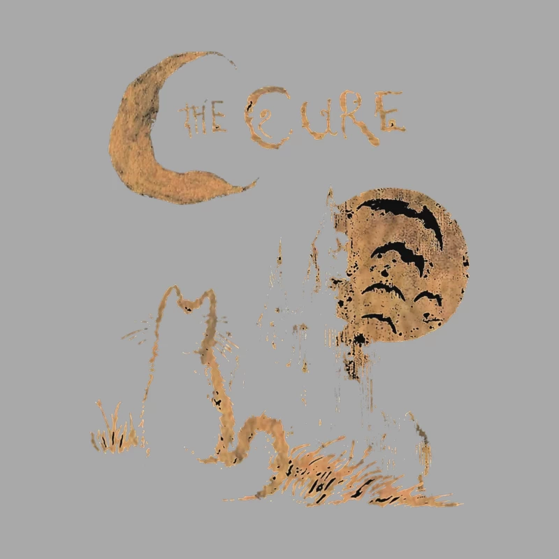 The Cure Gothic Band Logo with Moonlit Ghost Male Pullover Hoodie