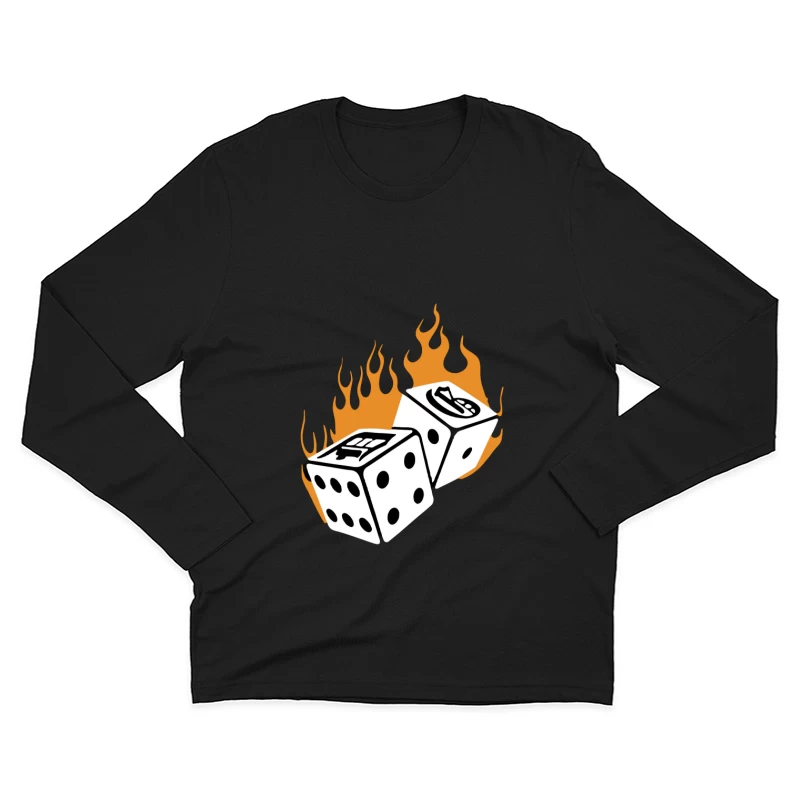 Brennende Würfel Grafiken Herren Langarm T-Shirt