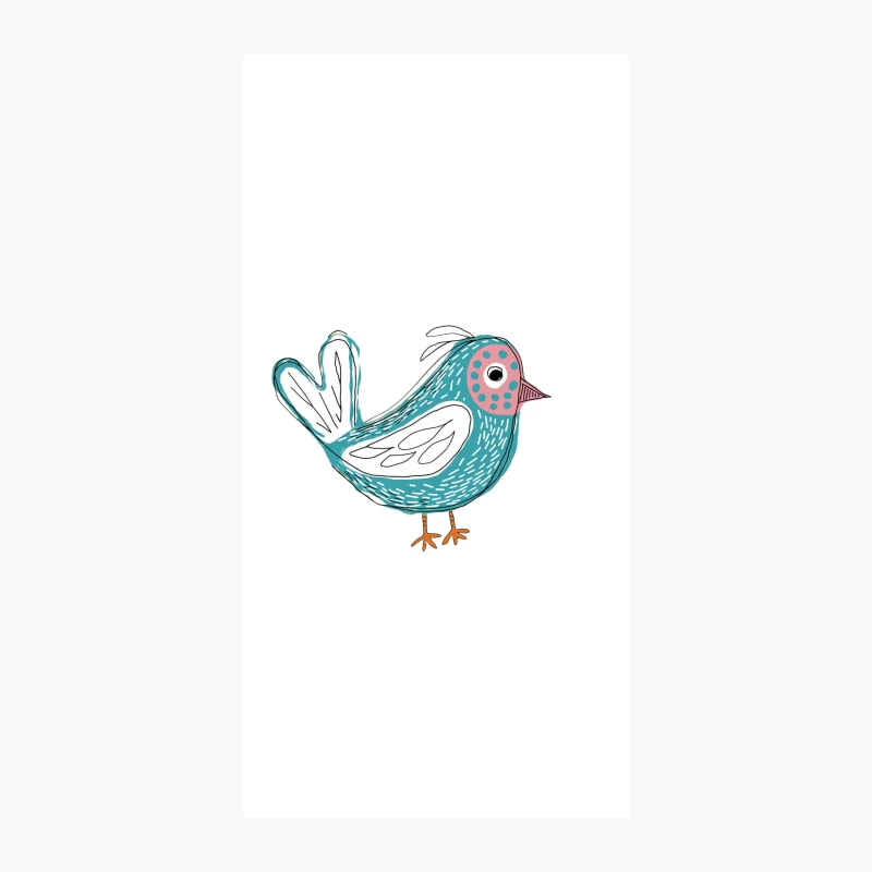Whimsical Turquoise Bird Cartoon Illustration iPhone Case