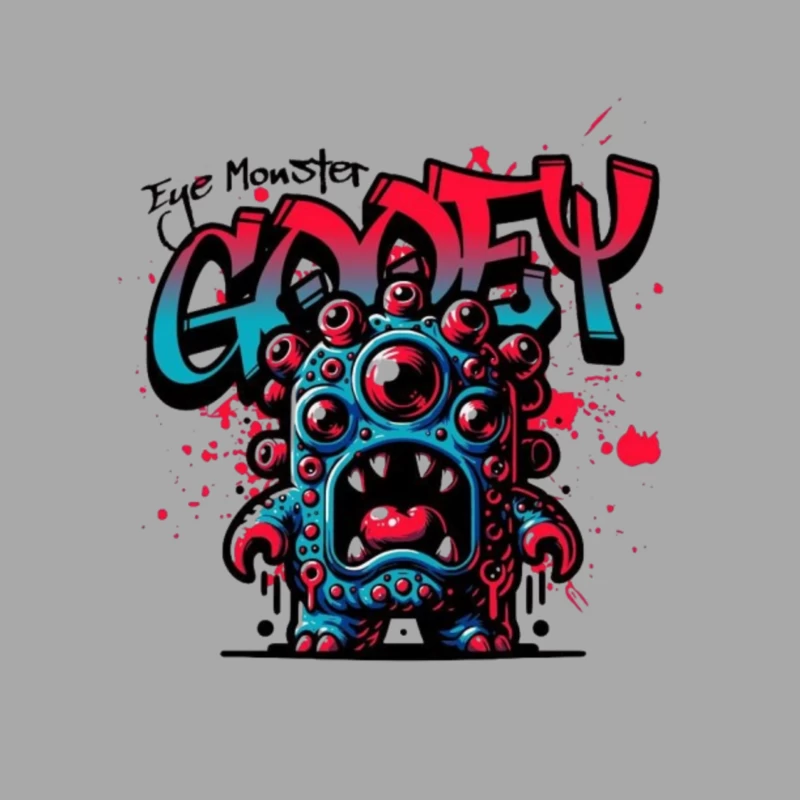 Eye Monster Graffiti Character in Urban Art Style Male Pullover Hoodie