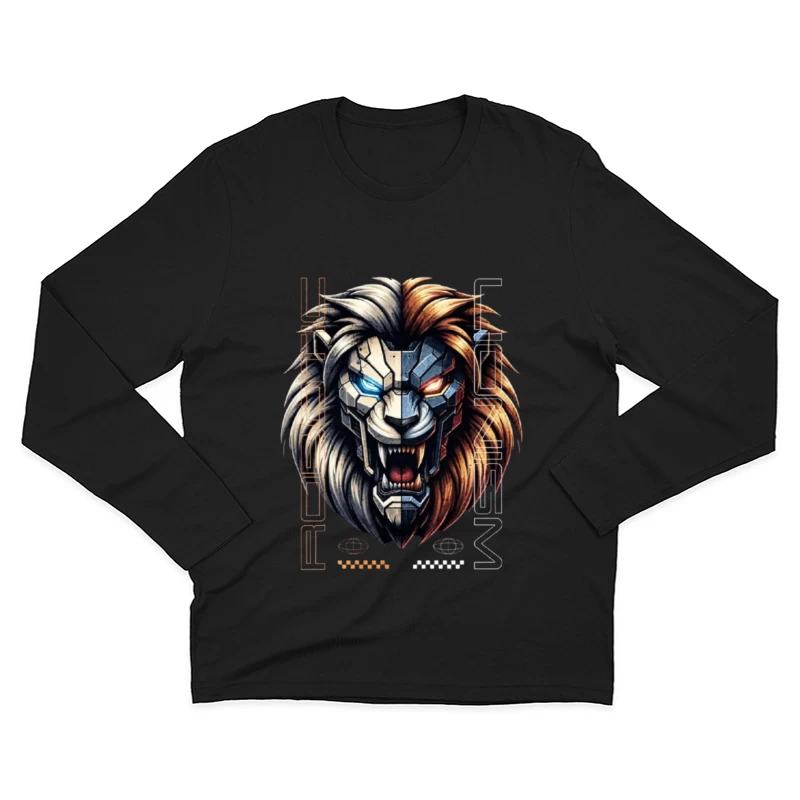 Cyberpunk Lion with Mechanical Face Male Long Sleeve T-Shirt