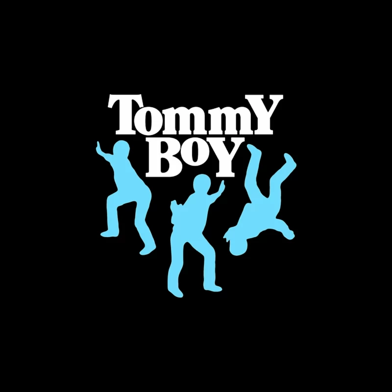 Tommy Boy Logo with Dancing Blue Silhouettes Throw Pillow