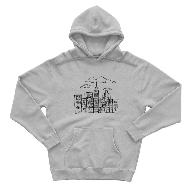 Artistic Doodle of a City Skyline Male Pullover Hoodie