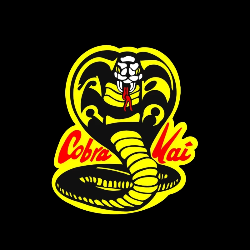 Cobra Kai Martial Arts Dojo Logo with Strike-Ready Snake Tapestry