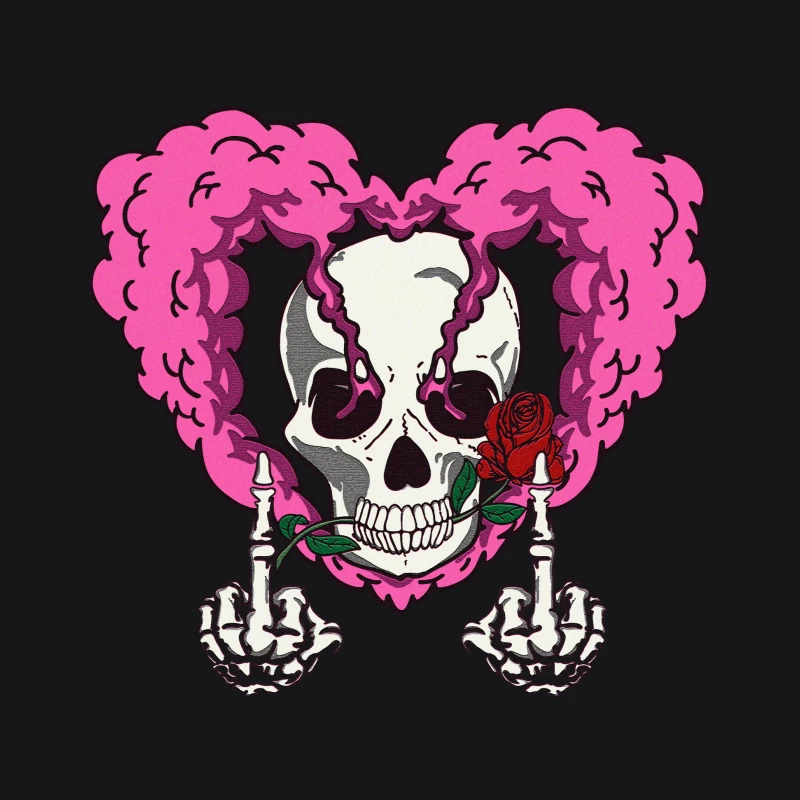 Schädel mit Herz und Rose Herren Pullover Hoodie