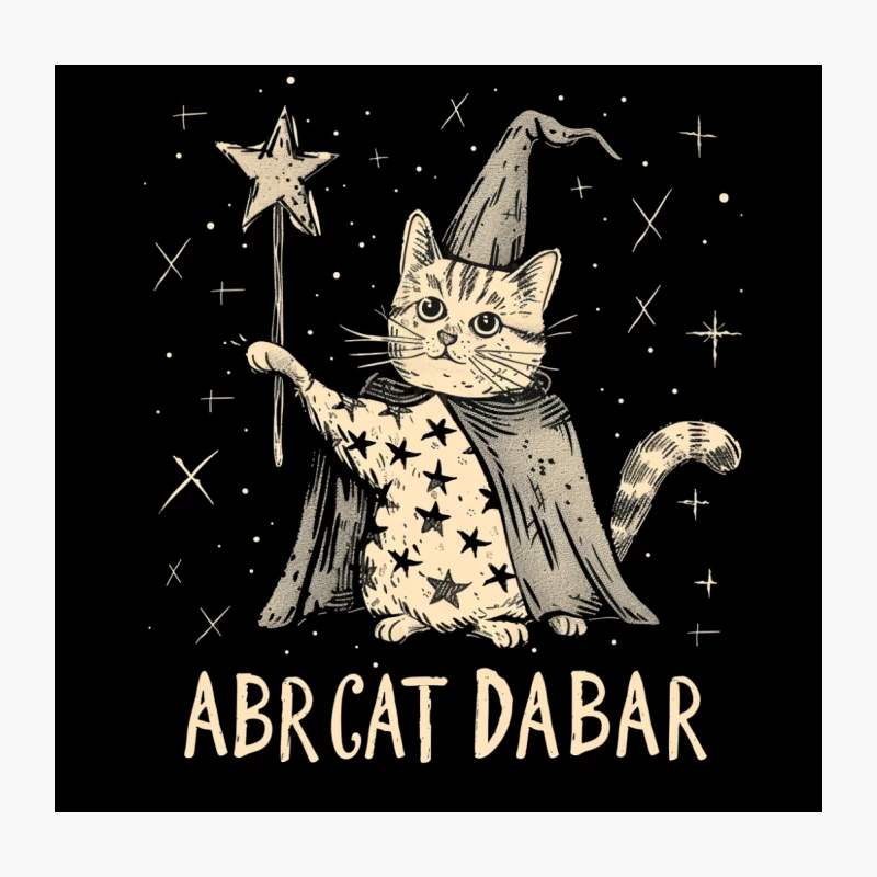 Whimsical Cat Wizard Casting Spell with Magic Star Wand Throw Pillow