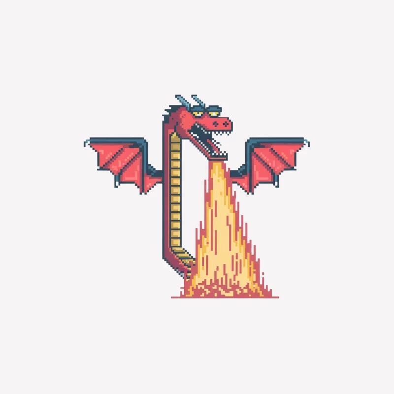 Fire-Breathing Pixel Dragon: Fantasy Creature in Retro Gaming Style Female T-Shirt