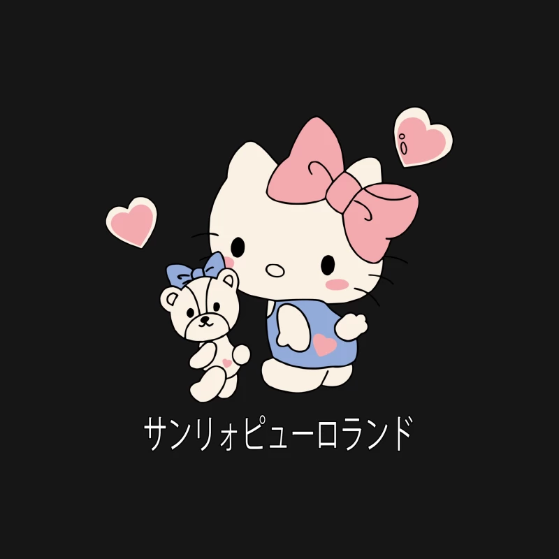 Kawaii-Katze mit Teddy Herren Langarm T-Shirt