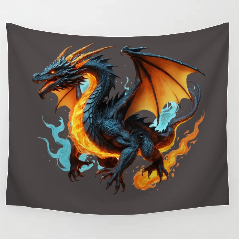 Majestic Fire Dragon Artwork Tapestry