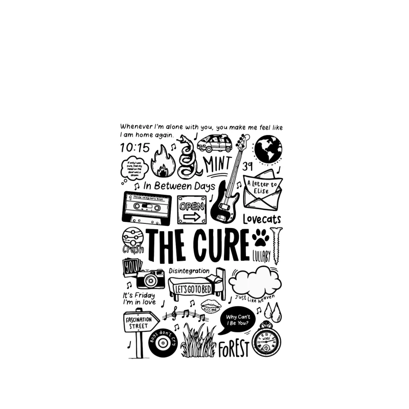 The Cure Band Fan Art Doodle Collection iPhone Case