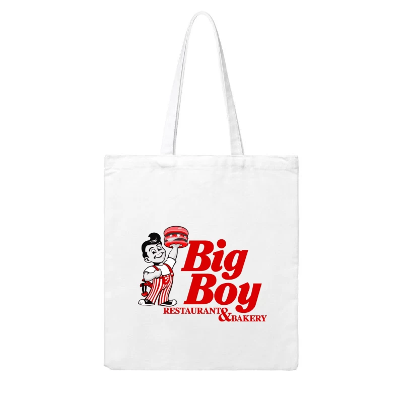 Vintage Big Boy Restaurant and Bakery Logo with Cartoon Mascot Cotton Tote Bag