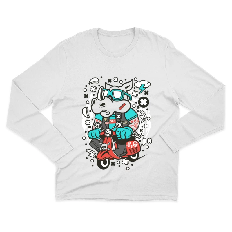 Cooles Tier auf einem Roller Herren Langarm T-Shirt
