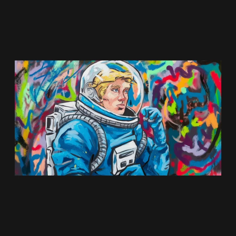Astronaut Portrait in Vibrant Street Art Style Desk Mat