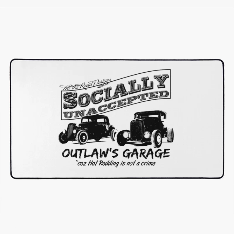 Socially Unaccepted Hot Rod Garage Vintage Design Desk Mat