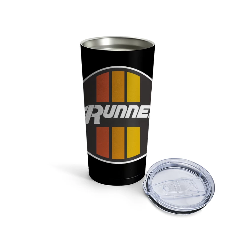 Retro-Style 4Runner Logo with Orange-Yellow Racing Stripes Travel Mug