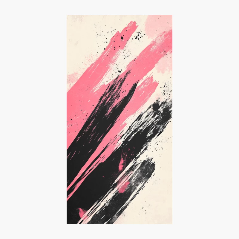 Dynamic Pink and Black Abstract Brush Strokes iPhone Case