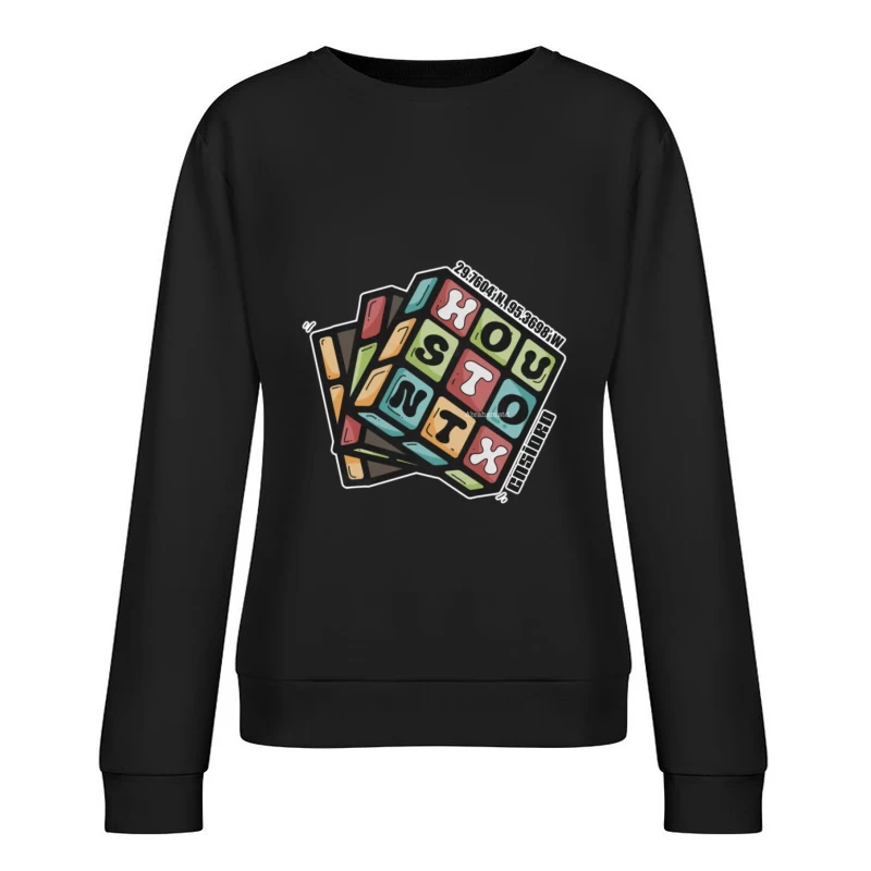 Bunter Würfel Houston Design Damen Pullover Sweatshirt