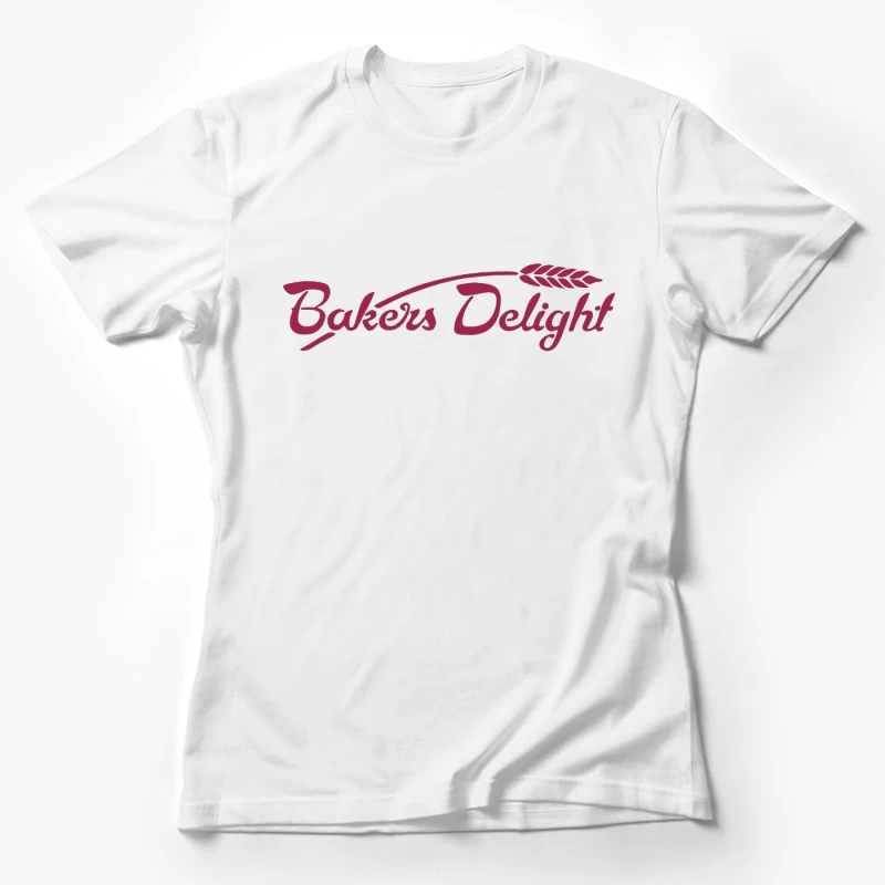 Bakers Delight Burgundy Cursive Logo with Wheat Symbol Female T-Shirt