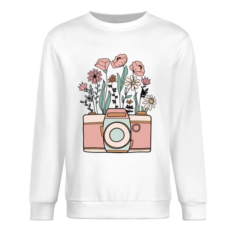 Kamera mit Blumenillustration Herren Pullover Sweatshirt