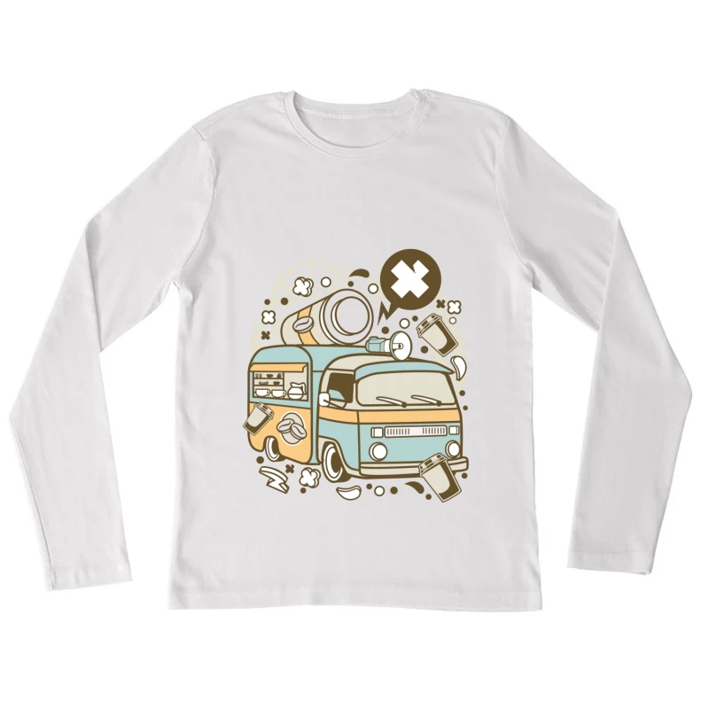 Van rétro avec café et accessoires Femme Manches Longues T-Shirt